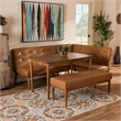 Bowery Hill Faux Leather Upholstered and Walnut Finished 4-Piece Dining Set