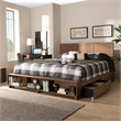 Bowery Hill Brown Finished Wood King Size 4-Drawer Bed with Built-In Shelves