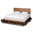 Bowery Hill Brown Finished Wood King Size 4-Drawer Bed with Built-In Shelves
