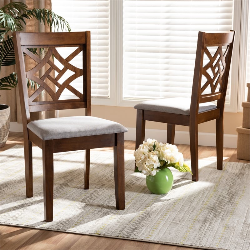 Bowery Hill Upholstered Walnut Brown Dining Chair Rectangular Cut-out Back 37.4