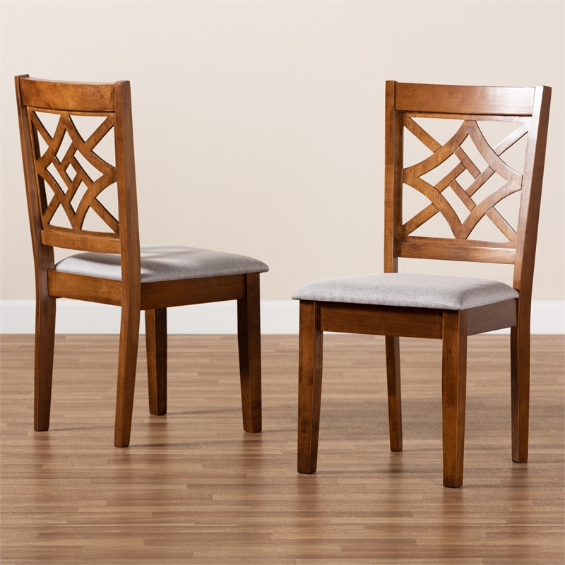 Bowery Hill Upholstered Walnut Brown Dining Chair Rectangular Cut-out Back 37.4