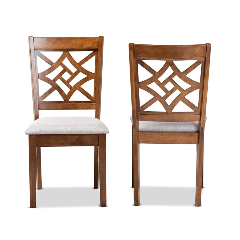 Bowery Hill Upholstered Walnut Brown Dining Chair Rectangular Cut-out Back 37.4