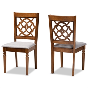 Bowery Hill Upholstered Gray and Walnut Brown Dining Chair Set Rectangular Foam-Padded 37.4&quot Unassembled