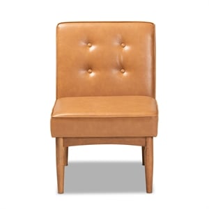 Bowery Hill Tan Faux Leather Upholstered and Walnut Finished Wood Dining Chair