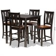 Bowery Hill Two-Tone Dark Brown and Walnut Brown Finished Wood 5-Piece Pub Set