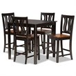 Bowery Hill Two-Tone Dark Brown and Walnut Brown Finished Wood 5-Piece Pub Set