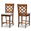Bowery Hill Grey Upholstered and Brown Finished Wood 2-Piece Counter Stool Set