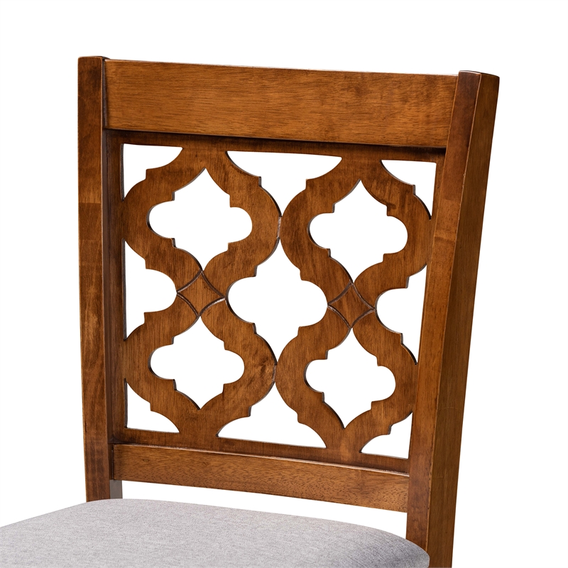 Bowery Hill Grey Upholstered and Brown Finished Wood 2-Piece Counter Stool Set