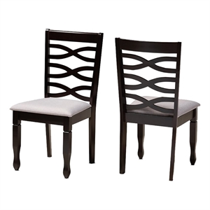 Bowery Hill 18.5&quot Modern Oak Wood Dining Chair in Chocolate (Set of 2)