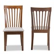 Bowery Hill Gray Fabric Walnut Finished Wood 2-Piece Dining Chair Set