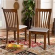 Bowery Hill Gray Fabric Walnut Finished Wood 2-Piece Dining Chair Set