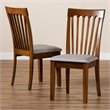 Bowery Hill Gray Fabric Walnut Finished Wood 2-Piece Dining Chair Set