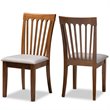 Bowery Hill Gray Fabric Walnut Finished Wood 2-Piece Dining Chair Set