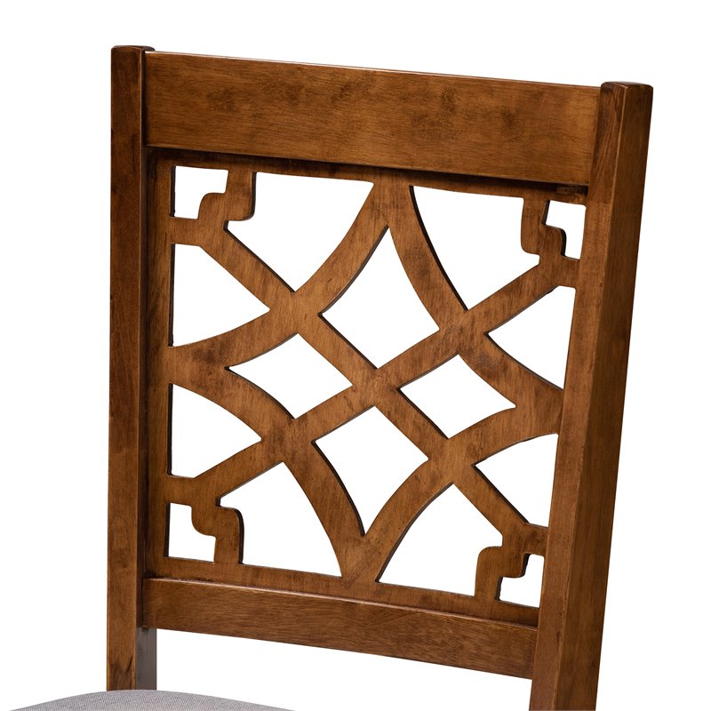Bowery Hill Gray Fabric Walnut Finished Wood 4-Piece Dining Chair Set