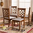 Bowery Hill Gray Fabric Walnut Finished Wood 4-Piece Dining Chair Set
