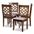 Bowery Hill Gray Fabric Walnut Finished Wood 4-Piece Dining Chair Set