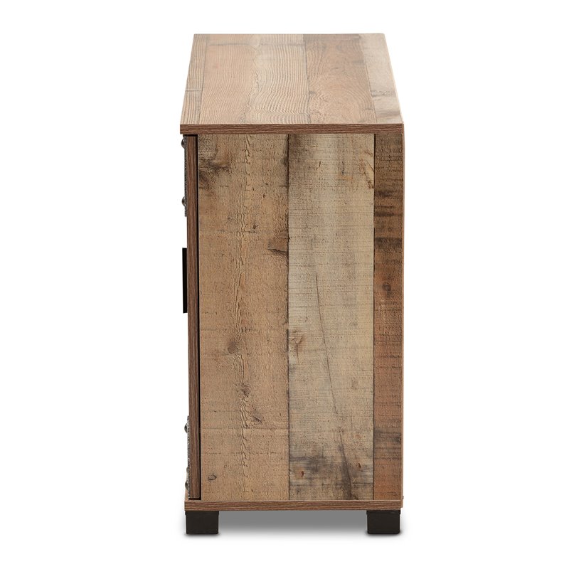 Bowery Hill Finished Wood 3-Door Shoe Cabinet in Rustic brown