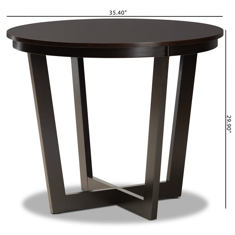 Bowery Hill Dark Brown Finished 35-Inch-Wide Round Wood Dining Table