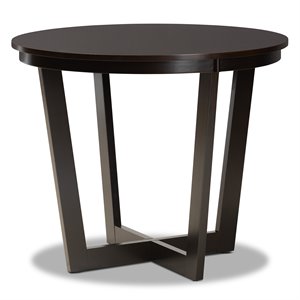 bowery hill dark brown finished 35-inch-wide round wood dining table