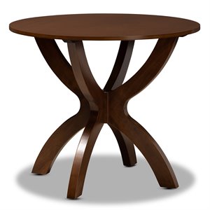 Bowery Hill Walnut Finished 35-Inch-Wide Round Wood Dining Table