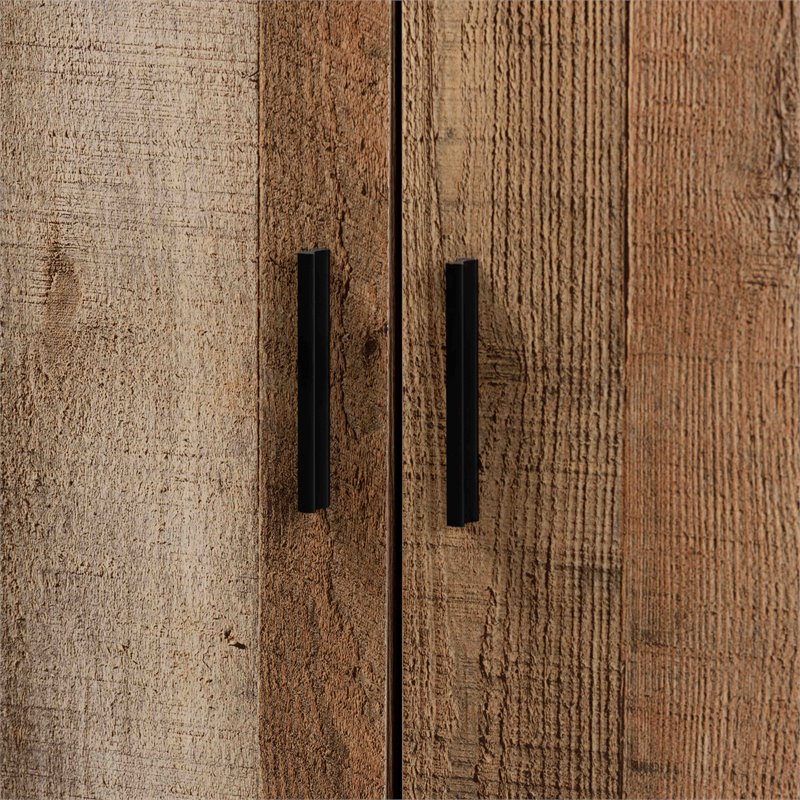 Bowery Hill Farmhouse Wood 4-Door Shoe Cabinet in Rustic brown