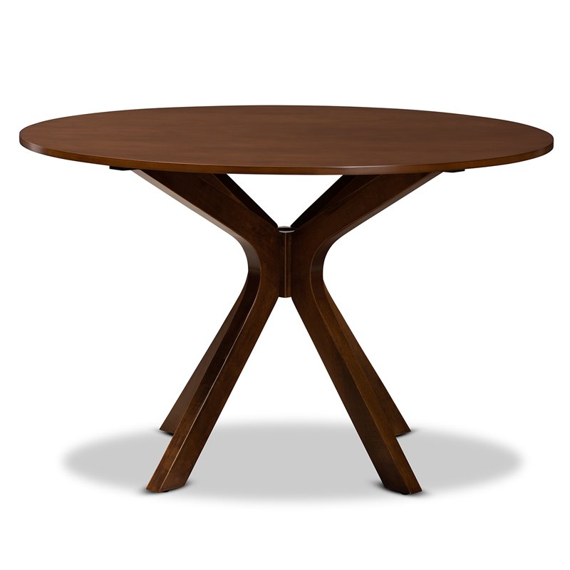 Bowery Hill Walnut Finished 48-Inch-Wide Round Wood Dining Table