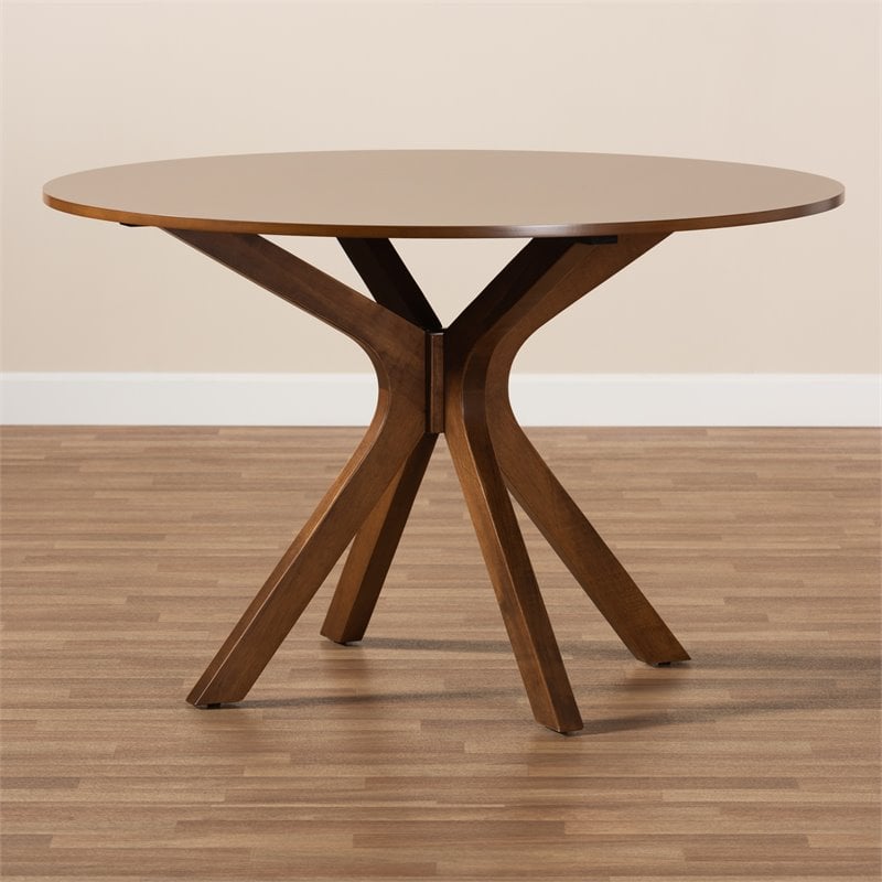 Bowery Hill Walnut Finished 48-Inch-Wide Round Wood Dining Table