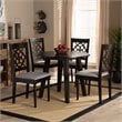 Bowery Hill Gray Fabric and Walnut Finished Wood 5-Piece Dining Set