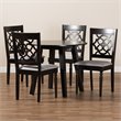 Bowery Hill Gray Fabric and Walnut Finished Wood 5-Piece Dining Set