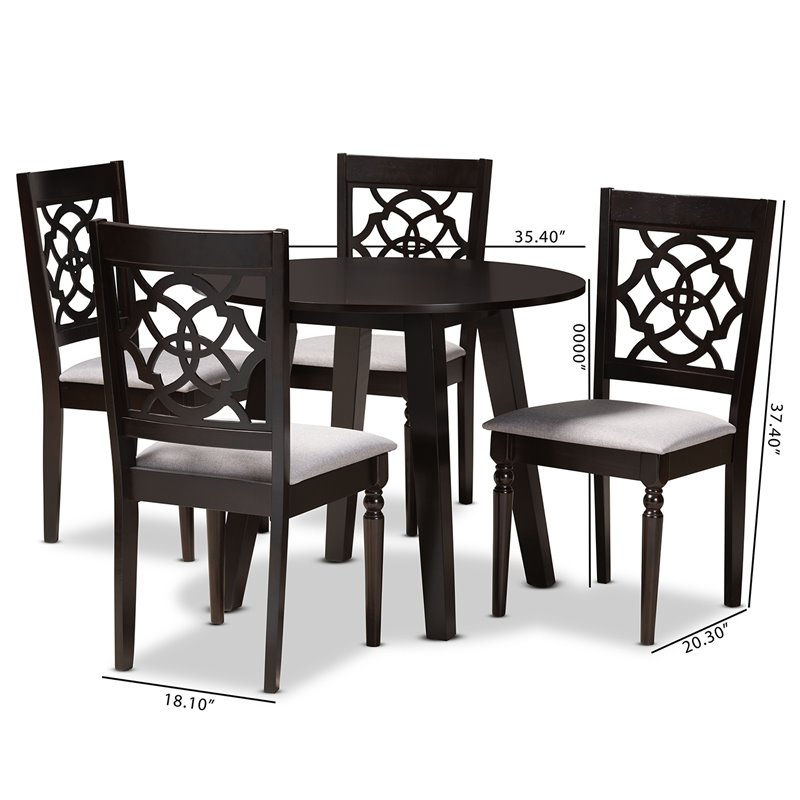 Bowery Hill Gray Fabric and Walnut Finished Wood 5-Piece Dining Set