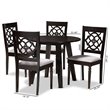 Bowery Hill Gray Fabric and Walnut Finished Wood 5-Piece Dining Set