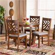 Bowery Hill Gray Fabric and Walnut Finished Wood 5-Piece Dining Set