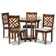 Bowery Hill Gray Fabric and Walnut Finished Wood 5-Piece Dining Set