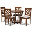 Bowery Hill Gray Fabric and Walnut Finished Wood 5-Piece Dining Set