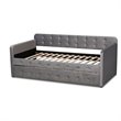 Bowery Hill Gray Velvet Upholstered Twin Size Daybed with Trundle