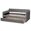 Bowery Hill Gray Velvet Upholstered Twin Size Daybed with Trundle