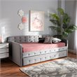 Bowery Hill Gray Velvet Upholstered Twin Size Daybed with Trundle