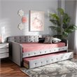 Bowery Hill Gray Velvet Upholstered Twin Size Daybed with Trundle