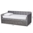 Bowery Hill Gray Velvet Upholstered Twin Size Daybed with Trundle