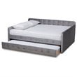 Bowery Hill Transitional Velvet Upholstered Full Size Daybed w/ Trundle in Gray