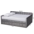 Bowery Hill Transitional Velvet Upholstered Full Size Daybed w/ Trundle in Gray