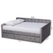 Bowery Hill Transitional Velvet Upholstered Full Size Daybed w/ Trundle in Gray