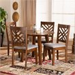 Bowery Hill Gray Fabric Walnut Finished Wood 5-Piece Dining Set