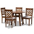 Bowery Hill Gray Fabric Walnut Finished Wood 5-Piece Dining Set