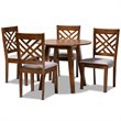 Bowery Hill Gray Fabric Walnut Finished Wood 5-Piece Dining Set