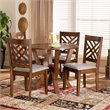 Bowery Hill Gray Fabric and Walnut Finished Wood 5-Piece Dining Set