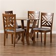 Bowery Hill Gray Fabric and Walnut Finished Wood 5-Piece Dining Set