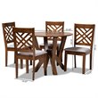 Bowery Hill Gray Fabric and Walnut Finished Wood 5-Piece Dining Set