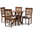 Bowery Hill Gray Fabric and Walnut Finished Wood 5-Piece Dining Set