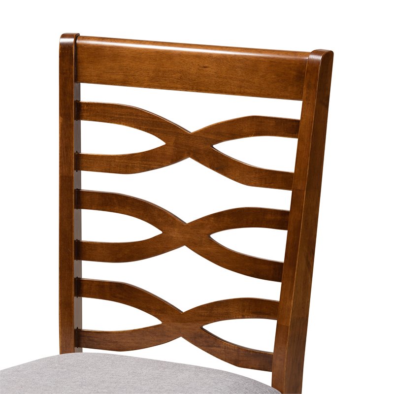 Bowery Hill Gray Fabric and Walnut Finished Wood 5-Piece Dining Set